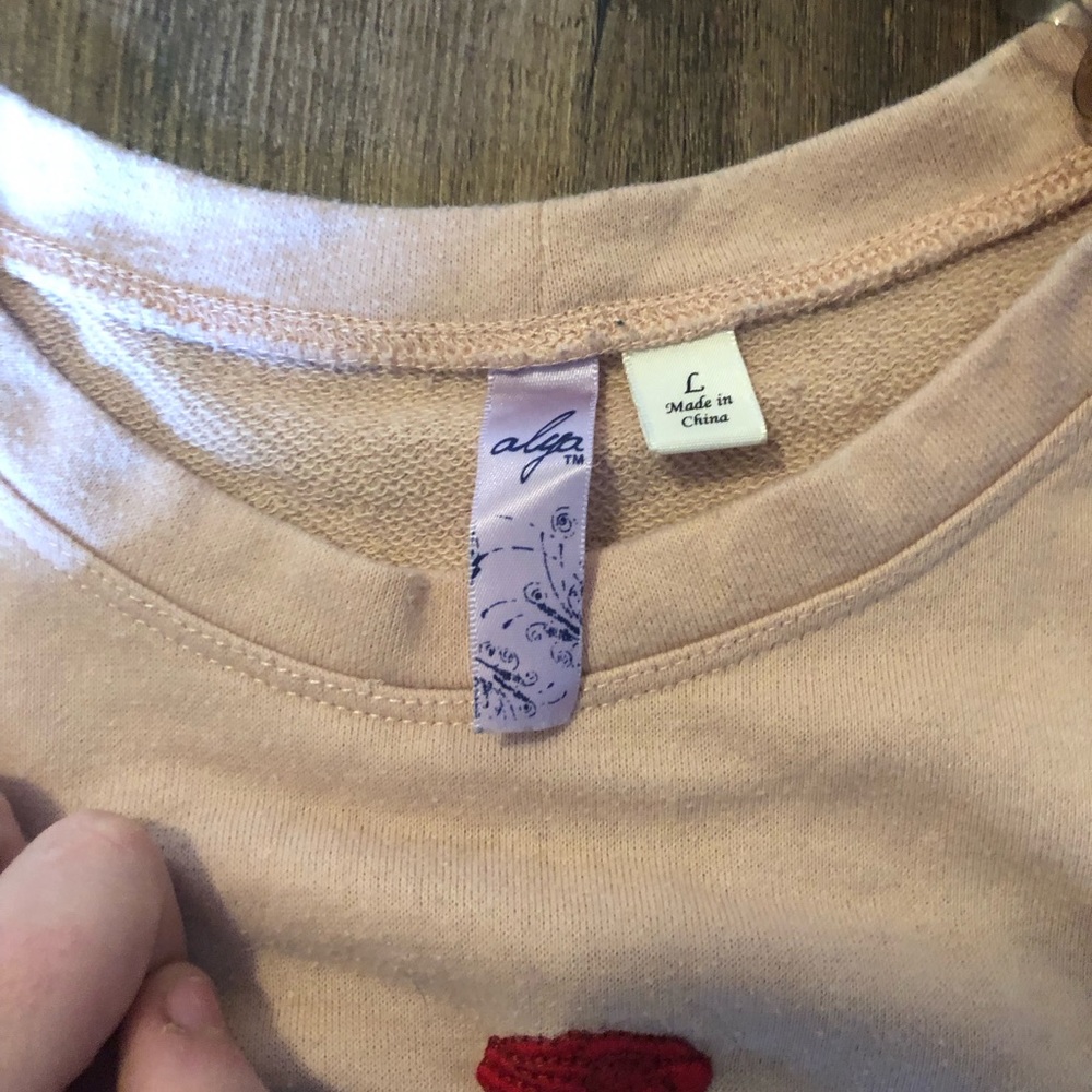 Pink cropped girl power sweater L